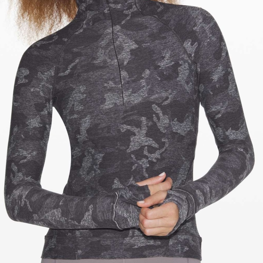 Lululemon Athletica Gray Black Fitted Long Sleeve Bodysuit